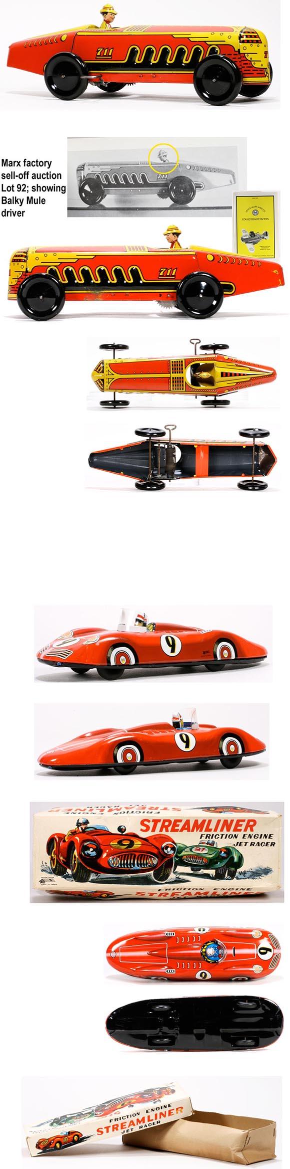 1941 Marx Giant King Racer & c.1960 Ichimura Streamliner Jet Racer in Original Box
